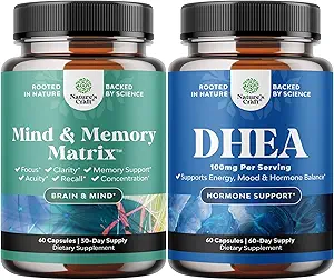Gelişmiş Nootropics Brain Support Supplement with Memory & Focus Vitamins and DHEA Supplement for Hormon Dengesi, Mood Stability, Brain Function, Immune System, Energy & Ferttitude