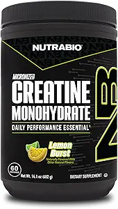 NutraBio Pure Micronized Kretine Monohidrat Toz Supplement, Limon Burst, (300 g) - Destekler Bulk Kas Enerji, Kurtarma ve Güçlü - HPLC Tested Kretine Toz Supplement for Men and Women
