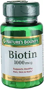 Nature's Bounty Biotin 1000 mcg Vitamin Supplement Tabletler 100 ea (Pack of 2)