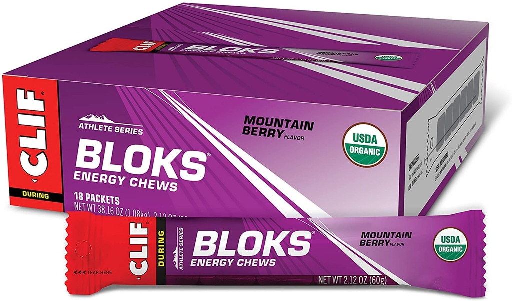 97F BLOKS - Dağ Berry Flavor - Enerji Chews - Non-GMO - Bitki bazlı - Bisiklet ve Koşu için hızlı yakıt - Hızlı Carbohidratlar ve Electrolytes - 2.12 oz (18 Count)
