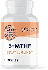 Vimergy 5-MTHF Capsules – 60 Servings (1 Capsule/Serving) 8500mcg L-Methylfolate Glucosamine and 500 mcg Vitamin B12 Supplement –Bioavailable Folate Supplement for Women and Men Vegan 5 mthf (60 ct)