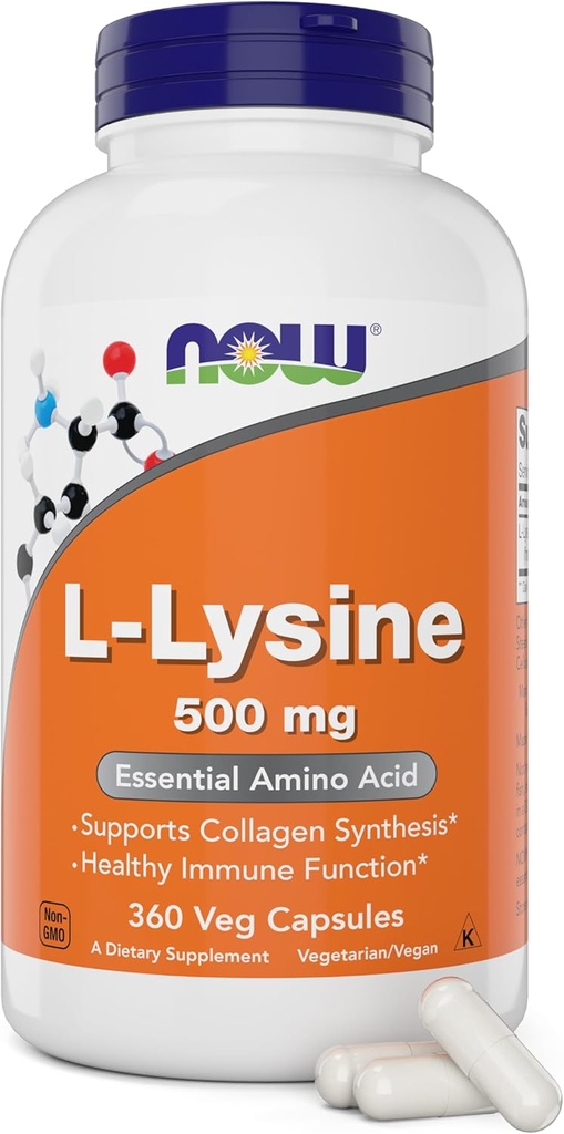 Τώρα L-Lysine 500 mg, 360 κάψουλες χορτοφάγων