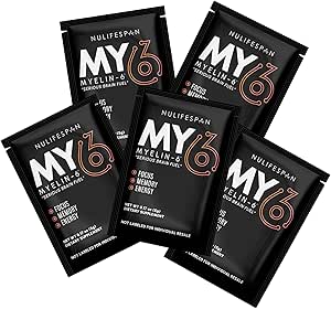 Myelin-6, Örnekr Pack, 5 Single Serve Packs, Focus Supplement & Brain Health with AlfaSize, Memory and Cognitive Function Support, Orange Tangerine Flavor, Gluten-Free, Non-GMO