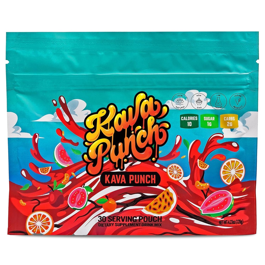 Kavak Rahatlama Tozu - 30 Premium Kava Ekstraksiyonu ile Pouch'a hizmet edin | Günlük Stres Yardım Tamam | Non-Alcoholic, Low-Calorie, Sağlıklı İçecek Mix | Alkol Alternatif İçecek