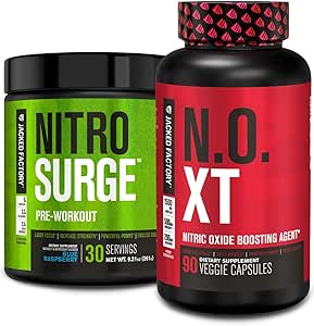 Jacked Factory Nitrosurge Pre-Workout in Blue Raspberry & N.O. XT Nitric Hoffman for Men & Women