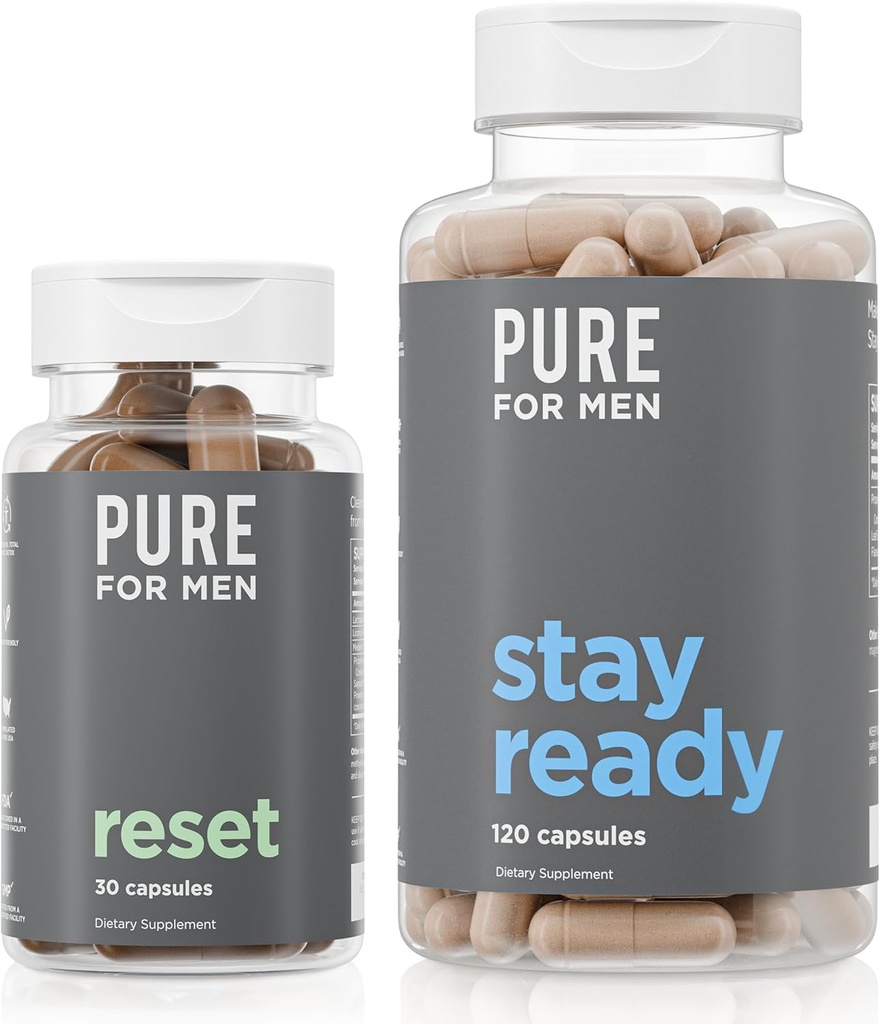 Erkekler için Saf Orijinal Vegan Cleanliness Fiber Supplement, 120 Capsules & Retox Supplement, 30 Capsules