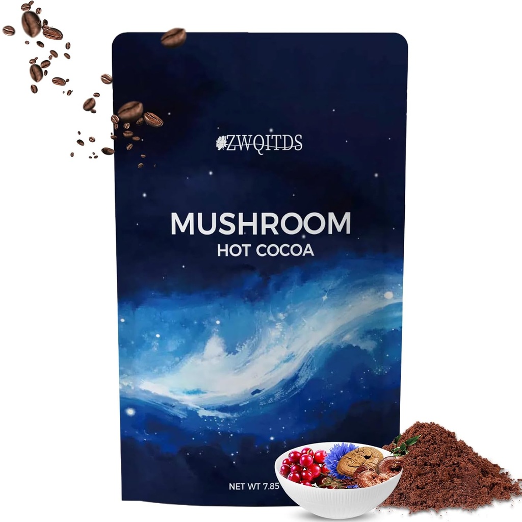 Mushroom Hot Cocoa, Melatonin Sleep Aid | Keto Coco Cocoa Toz Için Mushroom For Sleep | Melatonin, Reishi, Glycine, Cacao, L-Theanine, Chicory | Single Dosage: 1 tbsp (11 g) kullanılabilir 20 Times