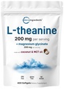L-Theanine 200mg with Magnesium Glycinate, 400 Coconut MCT Oil Softgels | 2-in-1 Amino Acid & Mineral Complex | Gentle Care All Day & Night