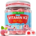 Βιταμίνη K2 Gummies MK-7 200 mcg & MK-4 500 mcg για γυναίκες & άνδρες Χωρίς ζάχαρη, τέλεια 2-IN-1 πλήρες φάσμα βιταμίνης K2 συμπλήρωμα για τα οστά, He❤rt, Προωθεί την απορρόφηση ασβεστίου, εγκέφαλος, δόντια, ανοσοποιητικό,1Pack
