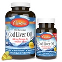 Carlson - Cod Liver Oil Gems, 460 mg Omega-3s, Plus Vitamins A ve D3, Wild Caught Norveç Arctic Cod, Sustainable Sourced Nordic Fish Oil Capsules, Lemon, 150 + 30 Softgels
