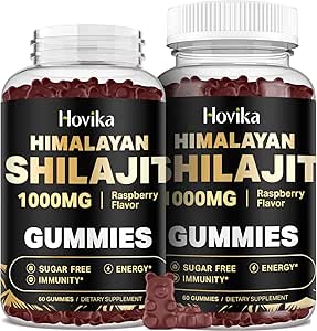 Shilajit Gummies 1000 mg for Men & Women - Shilajit Gummies with 85+ Trace Minerals, Ashwagandha, Turmeric, Black Pepper - Energy & Immune Support - Sugar Free Raspberry Flavor 60 Count