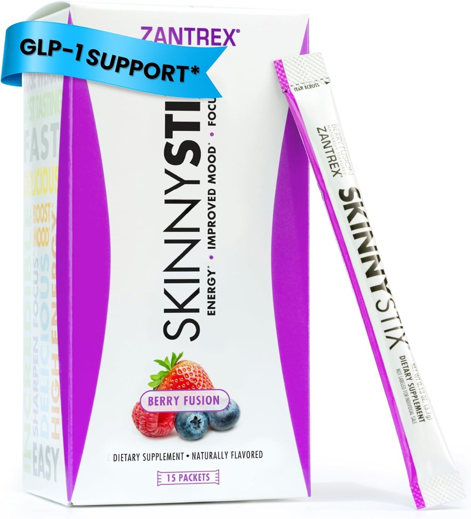 SkinnyStix Berry Fusion GLP-1 Toz Enerji İçecek, Metabolic Desteği, Appetite Control, Natural Energy Boost | 15 Single-Serving Packets