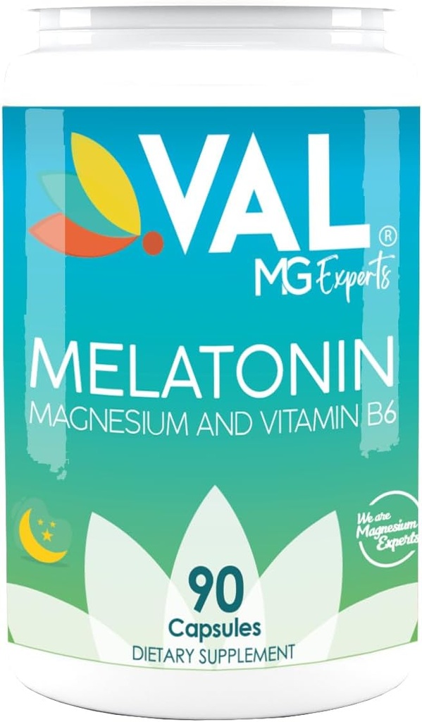 VAL Mg Uzmanlar Melatonin 3 mg with Vitamin B6 & Magnezyum | 90-Day Supply | Sleep Support & Health Circadian Rhythm | Non-GMO, Gluten-Free, Antioksi Formula Formula