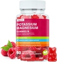 Potasyum Magnezyum Gummies - Yüksek Aborpsiyon Glycinate & Pyum Citrate Plus Coenzyme Q10, DHA, D3, Mineral & Kalsiyum Zzz, Leg Cramps & Kas - 60 Raspberry Gummies