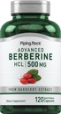 Piping Rock Berberine HCL Supplement | 500 mg | 120 Capsules | Barberry Extract | Non-GMO, Gluten Free