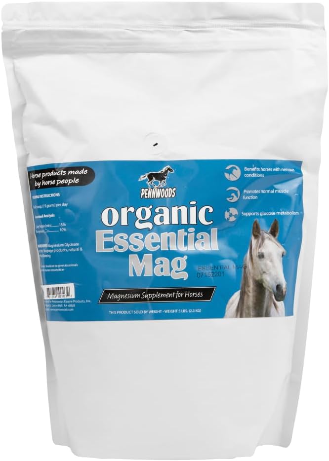 Pennwoods Organik Temel Mag Magnezyum, Atlar Supplement için, Glucose Metabolism'deki Aids, Stresi Yeniden Üretin ve Atınız için Calm sağlayın, 5 LB Bag
