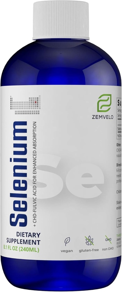ZEMVELO Sıvı Ionic Selenium Supplement - Yetişkin Sağlıklı Aging Supplement - Longevity ve Wellness için Immune System & Antioksi Savunma - 3 Ay Supply