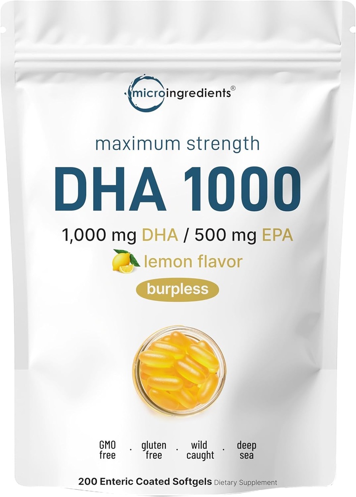 Omega 3 Fish Oil DHA Supplements 1000mg with EPA 500 mg, 200 Softgels – Lemon Flavored, Burpless (Enteric cover) | Deep Sea Fresh Fish, Wild Caught from Norveç Waters | Mercury Free