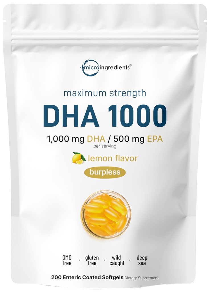 Omega 3 Fish Oil DHA Supplements 1000mg with EPA 500 mg, 200 Softgels – Lemon Flavored, Burpless (Enteric cover) | Deep Sea Fresh Fish, Wild Caught from Norveç Waters | Mercury Free