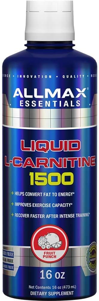 ALLMAX Beslenme Sıvı L-Carnitine 1500 + Vitamin B5, 16 oz / 473 ml (Fruit Punch)