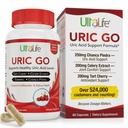 # 1 URIC GO Uric Acid Cleanse Support Supplement for G.O.U.T - Natural Kidney Cleanse Detox Formula Chanca Piedra, Celery Seed, Tart Cherry, Cranberry, Pomegranate, Turmeric, Vegan Non-GMO 60 Capsules