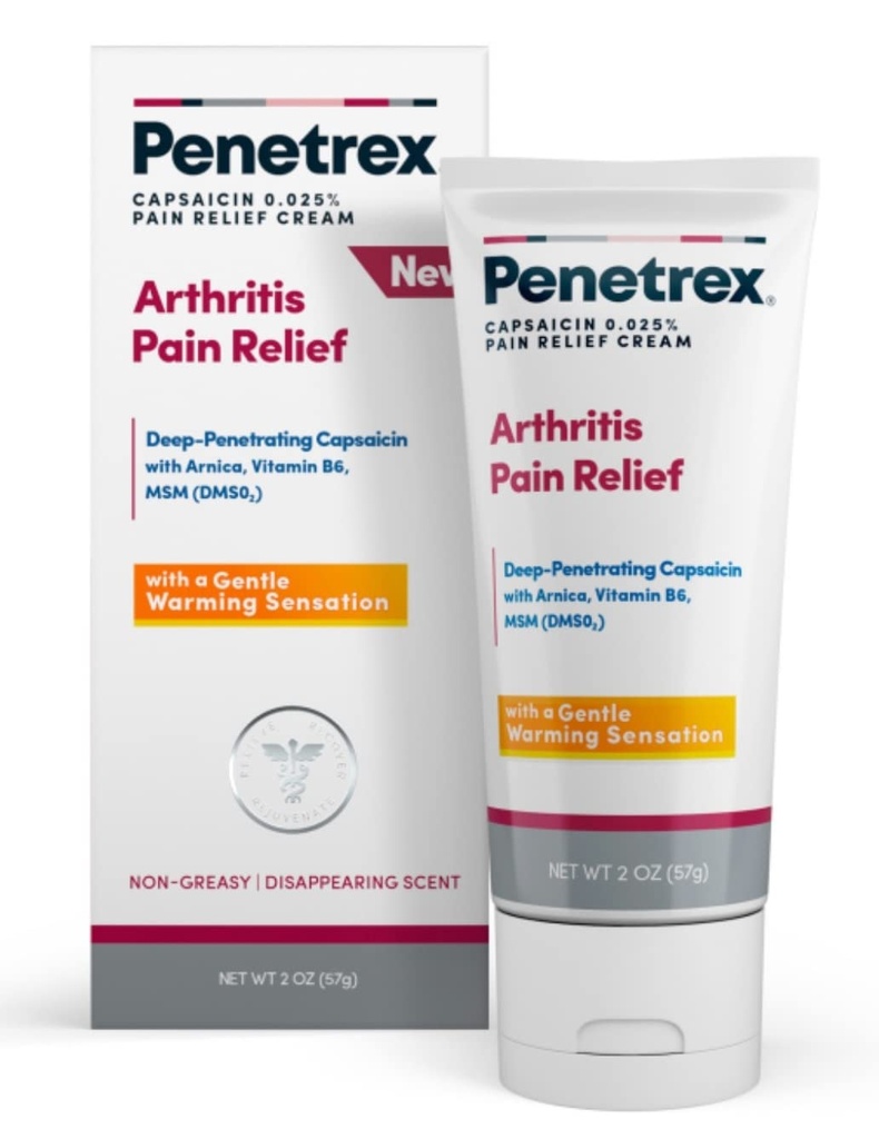 Penetrex Warming Pain Relief Cream – Deep Peneting Capsaicin with Arnica, Vitamin B6 & MSM (DMSO2) - Hands, Biles, Ayaklar, Dizler, Elbows ve Diğer Etkilenen Alanlar, 2 oz