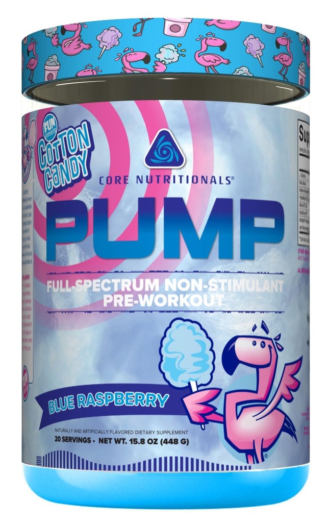 Core Nutritionals Αντλία Full-Spectrum Non-Stimulant Pre-Wortout, με N03T Nitrate, Peak02, Alpha GPC, για μέγιστη αντλία, δύναμη και απόδοση 20 σερβιρίσματος (Fun Sweets Cotton CandyTM Blue Raspberry)