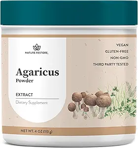 Doğa geri yükleme Agaricus Blazei Murill Extract Mushroom Toz, 4 Ounces,% 40 Polysaccharides, Non GMO, Gluten Free
