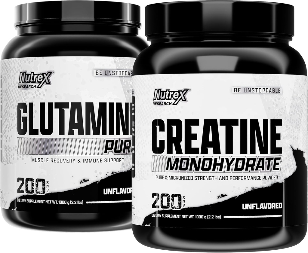 Nutrex έρευνα Creatine Monohydrate σκόνη 200 Serv & L σκόνη γλουταμίνη 200 Serv Bundle