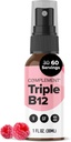 Complement Vegan Vitamin Triple B12 Sıvı yapıştırıcısı- 1500 mcg Mix (60 Hizmet) Raspberry Flavor- Geliştirilmiş Abors, Energy, Mood, Nervous System, Kids Function for Kids & Yetişkinler