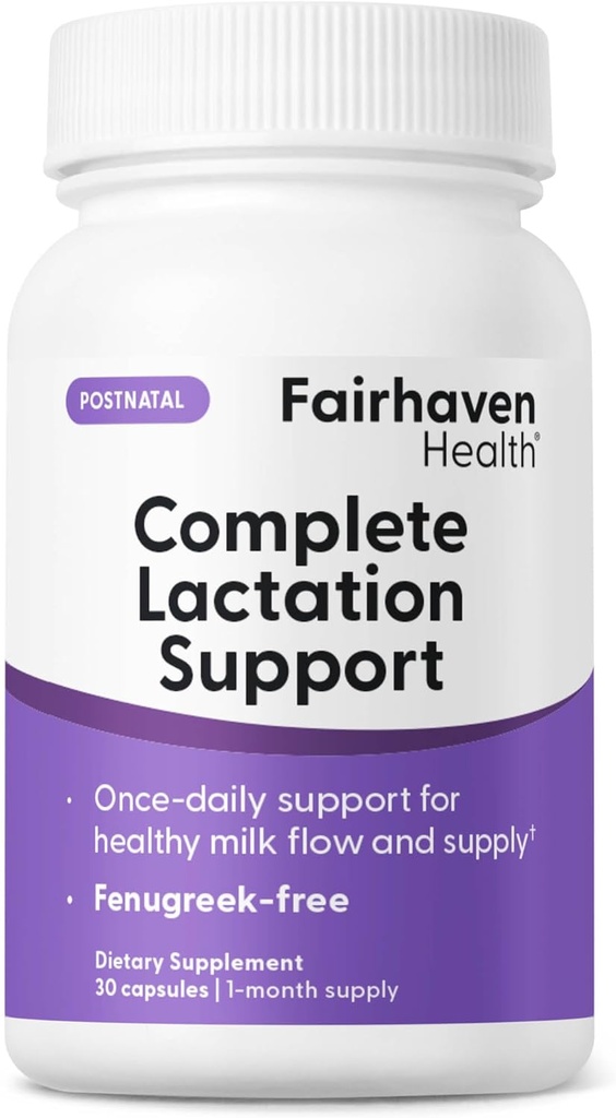Fairhaven Health Complete Lactation Support | Lactation Supplement to Artlek Production | Emziring Comfort* | Vegan Emzirme Supplements | Gluten Free | 30 Capsules | Gluten Free | 30 Capsules