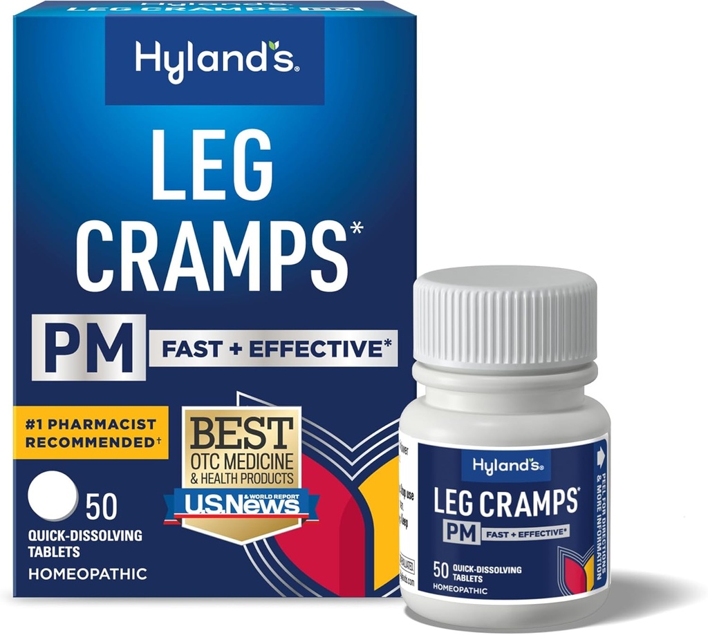 Hyland's Leg Cramps PM, Relief of Nighttime Leg, Calf ve Foot Cramps, 50 Quick-Dis çözme Tabletleri