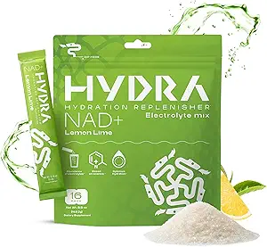 Hydra Tozs NAD+ Nutrients Electrolyte Toz Paketleri, Anti Aging Daily Hydration Packets, Low sodyum Electrolytes Toz, Electrolyte Drink Mix Low Sugar - 16 Electrolyte Packets Lemon Lime Lime