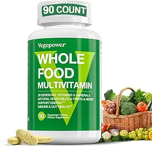 Vegan Whole Food Multivitamin with Iron, Daily Multivitamin for Men and Women, Me-Complex, Meyveler ve Sebzeler, Enzymes, Omegas, Mushroom, Non-GMO, 90 Count