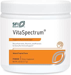 Klaire Laboratuvarları SFI Health VitaSpectrum Toz - Çocuk Multivitamin/Mineral with 23 Essential Nutrients, Tropikal Flavor for Kids, No Copper, Iron, Gluten or Casein (171 G / 30 Hizmet)
