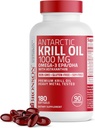 Bronson Antarktika Krill Oil 1000 mg with Omega-3s EPA, DHA, Astaxanthin ve Phospholipids 180 Softgels