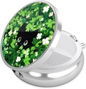 Nipichsha Pill Box, Küçük Pill Case for Purse & Pocket, Cute Travel Medicine Organizer, Portatif Tıp Konteynerleri Vitaminleri, İlaçları, Fish Oil & Supplement, Green Leave Cat Cat