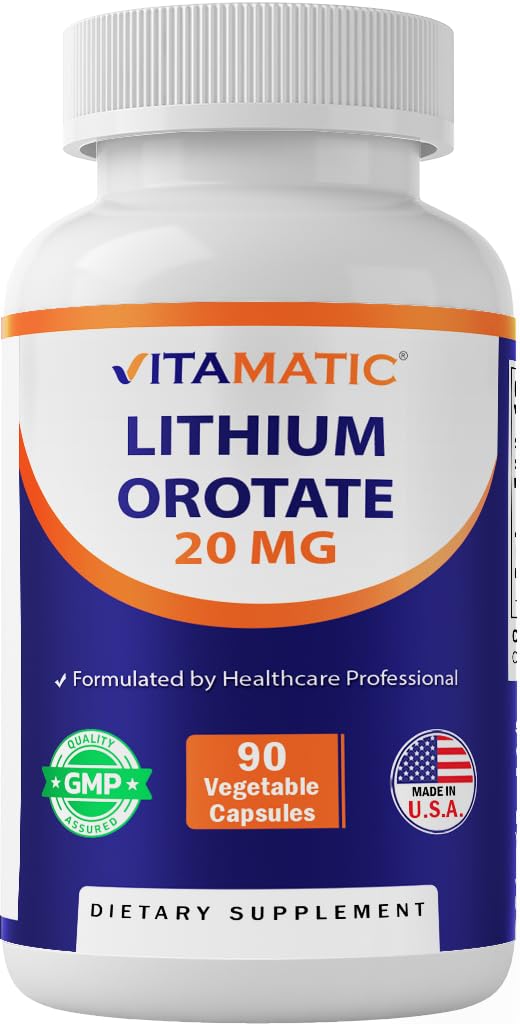Vitamatic Lityum Orotate 20 mg, 90 Capsules - Veggie Caps, Non-GMO, Gluten Free