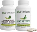 BiOptimizers Magnezyum 4, (60 Capsules) & MassZymes 4.0, (250 Capsules) - Doğal Uyku, Beyin ve Digestive Health Support Supplement Sche