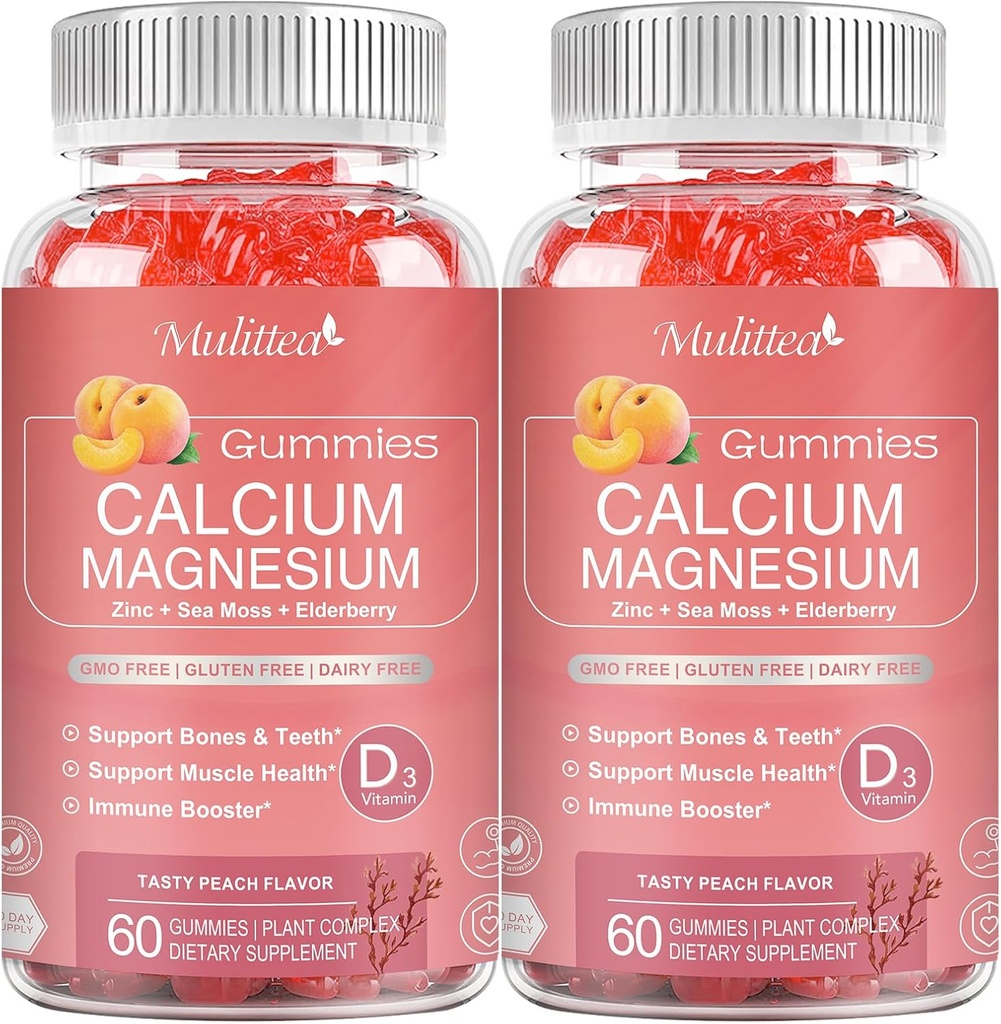 1200mg Calcium Gummies with D3,K2,Zinc - Plant Complex Calcium Magnesium Supplement with Glycinate,Potassium,Vitamin C &Whole Natural Food for Bone & Immune Support- 120 Chewable Gummy Sugar-Free