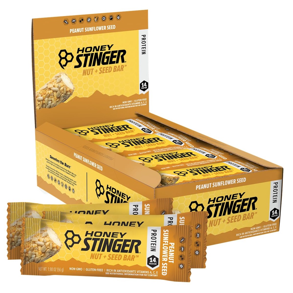 Honey Stinger Nut + Seed Bar, Σπόροι ηλίανθου, Πρωτεΐνη Συσκευασμένα τρόφιμα για την άσκηση, την αντοχή, την απόδοση και την ανάκτηση, Sports Nutrition Snack Bar για το σπίτι & γυμναστήριο, Post προπόνηση, Κουτί των 12