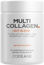 Kodage Multi Collagen + Gut Comb - Digestive Probiyotiks, DGL Licorice, Aloe Vera, Organik Peppermint Leaf, Terpery Elm - Hydrolyzed Bovine Collagen Pills - Non-GMO - 90 Capsules