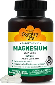 Target-Mins Magnesium with Silica 300mg, 60 Vegan Capsules, Certified Gluten Free, Certified Vegan