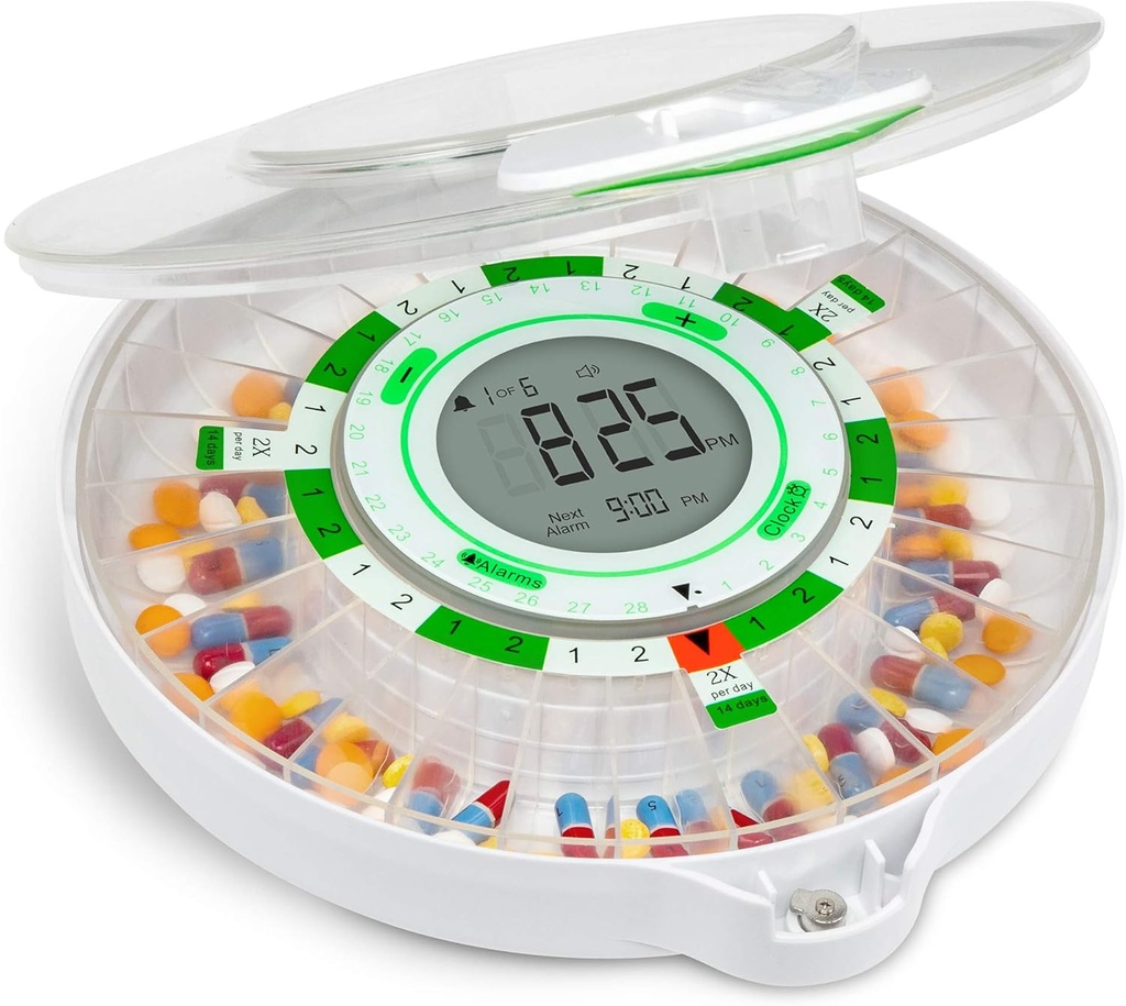 Live Fine 28-Day Otomatik Pill columns with Upd LCD Ekran, Key Lock, Sound & Light for Prescriptions, Drug, Vitamins, Supplements & More More