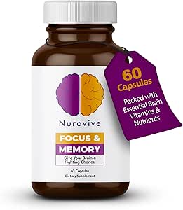 Focus & Memory Supplement for Brain Health, Focus Supplement & Neurotransmitter Support with Vitamin B12, B1, B3 & B5 Plus Taurin, 60 Capsules