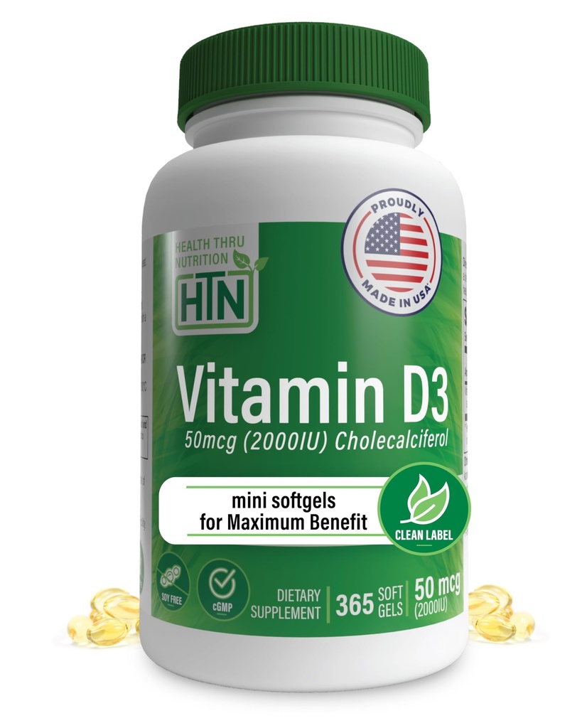 Sağlık Thru Beslenme Vitamin D3 2000iu 365 Maksimum Faydaları için Mini Softgels | Yıl Supply | 50 Telefon Cholecalciferol | 3rd Parti Test Edildi | Non-GMO USP EVOO | Immune Health Support
