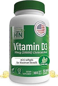 Sağlık Thru Beslenme Vitamin D3 2000iu 365 Maksimum Faydaları için Mini Softgels | Yıl Supply | 50 Telefon Cholecalciferol | 3rd Parti Test Edildi | Non-GMO USP EVOO | Immune Health Support