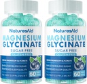 Μαγνήσιο Γλυκινικό Gummies 1000mg - Συμπλήρωμα μαγνησίου χωρίς ζάχαρη με βιταμίνη D, B6, CoQ10 για υποστήριξη ηρεμίας & ύπνου - 120 Gummies Blueberry -2 Pack
