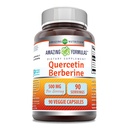 Amazing Formulas Quercetin Berberine - 250 mg Berberine ve 250 mg Quercetin, 90 Veggie Capsules Supplement | Non-GMO | Gluten Free | Made in USA | Ideal for Vegetarians