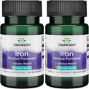 Swanson Iron (Ferrous Fumarate) - Mineral Supplement Enerji Desteği - Oksijen Teslimat ve Fatty Asit Metabolism 60 Sgels (2 Pack)
